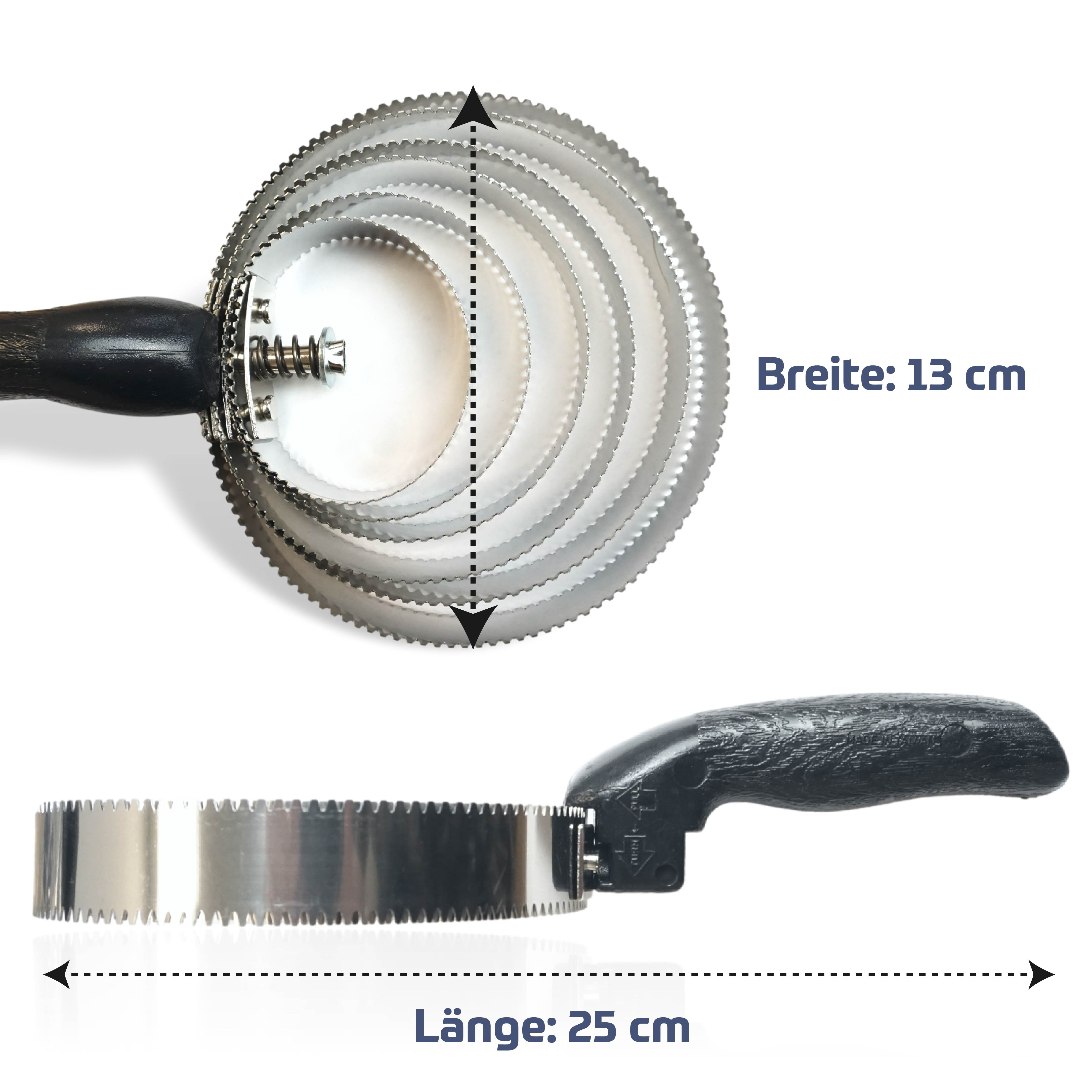 Federstriegel mit Griff, 6 lagiger Metallstriegel